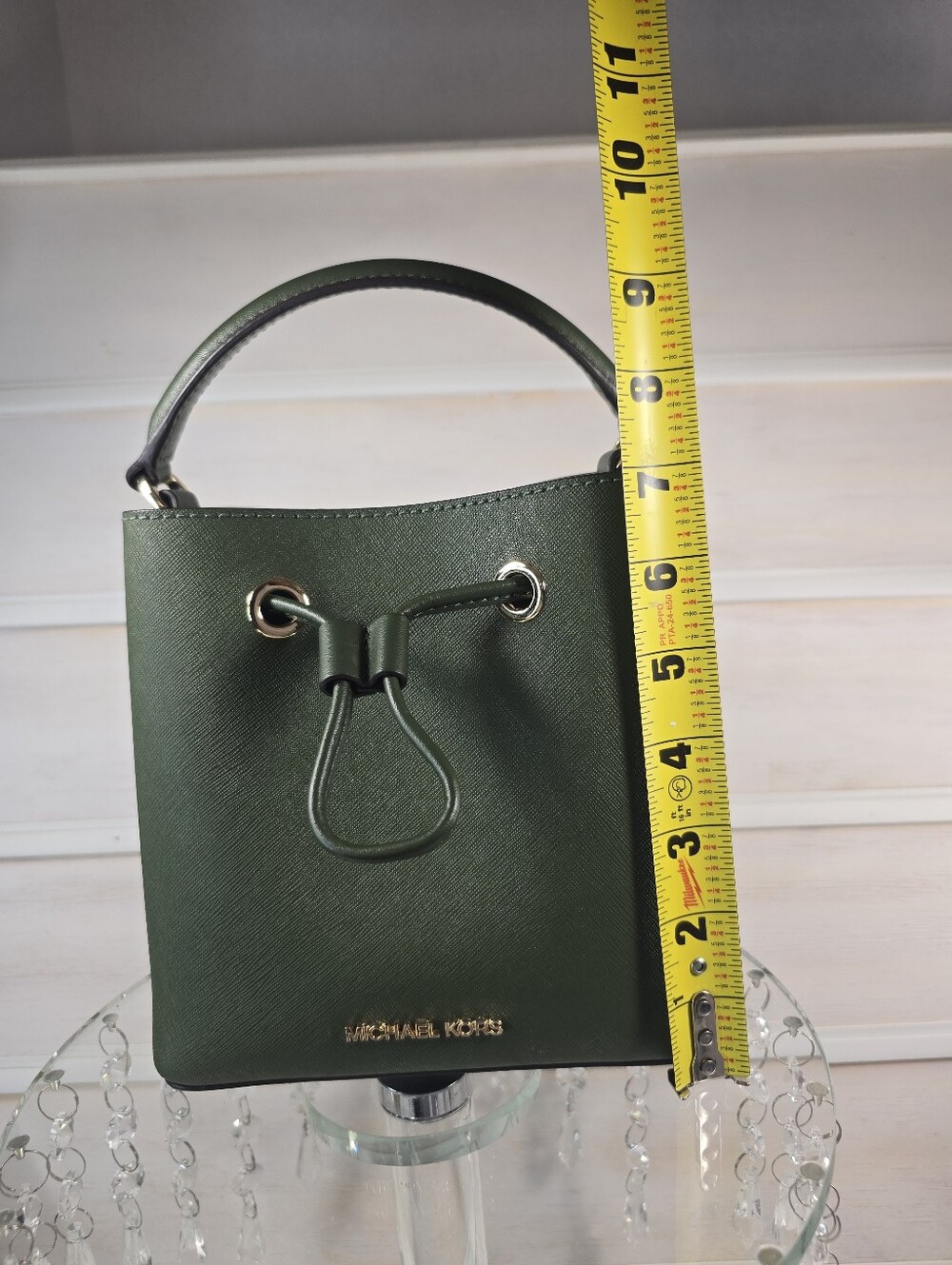 Michael Kors Green Saffiano Leather mini Bucket Bag only - Picture 12 of 14